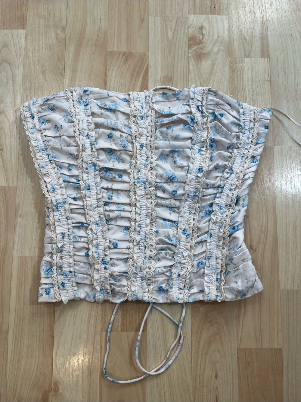Mable Hillary Corset Top Blue And White Floral Crop Top Size Large